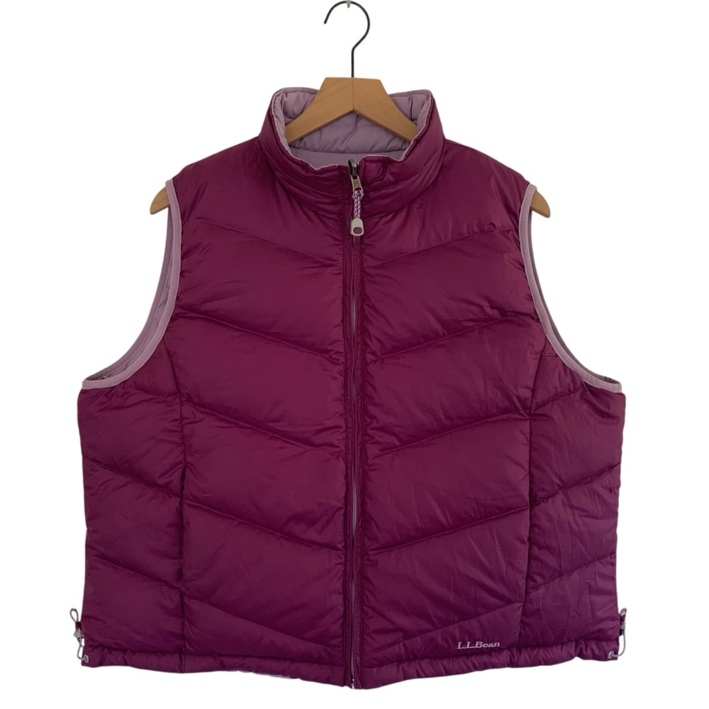L.L. Bean Lilac & Purple Reversible Goose Down Puffer Vest - Picture 4 of 8